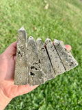 Pyrite Obelisk Tower – Intuitive Pick | Protection & Abundance Crystal