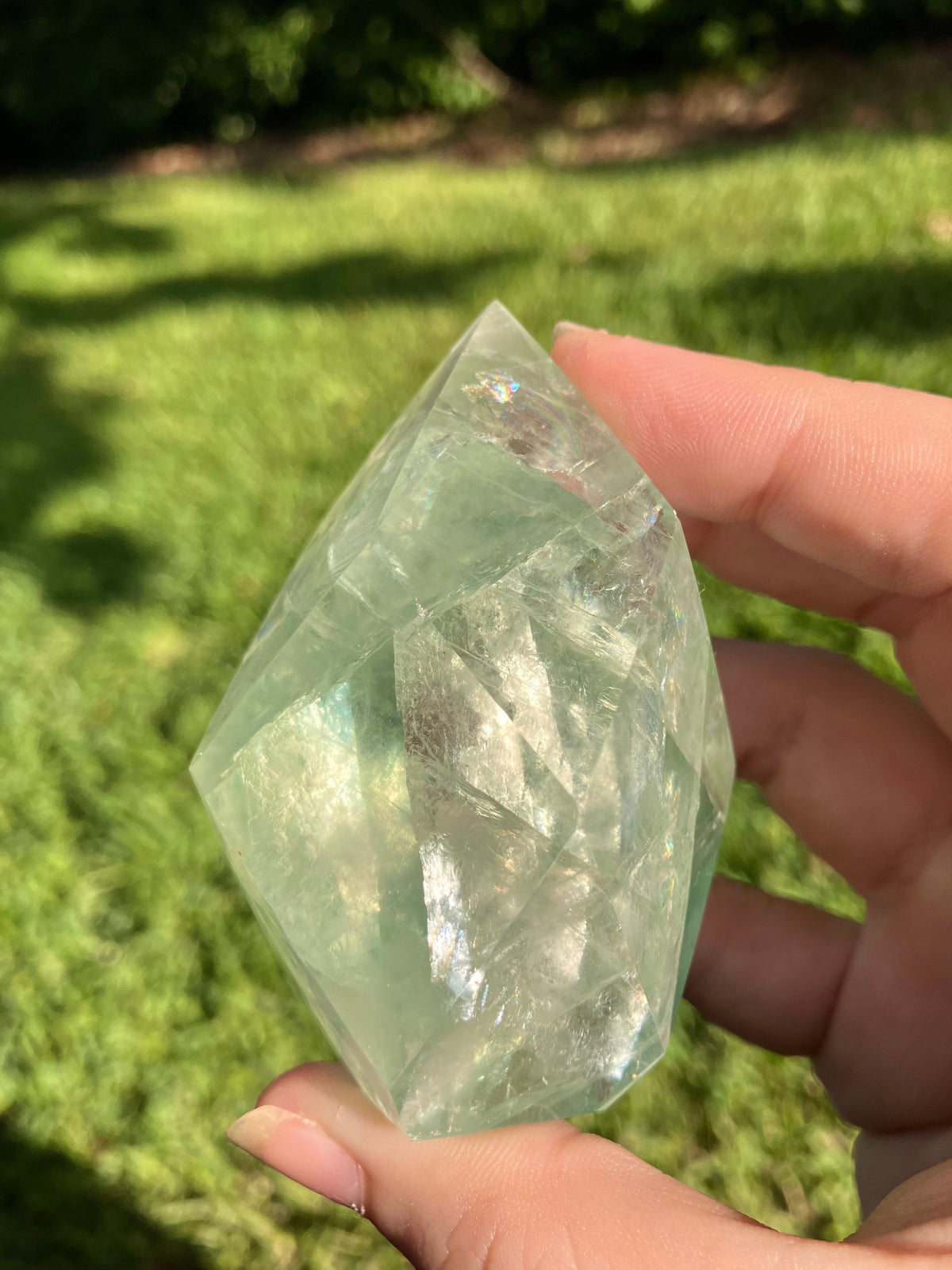 Green Fluorite Faceted Flame