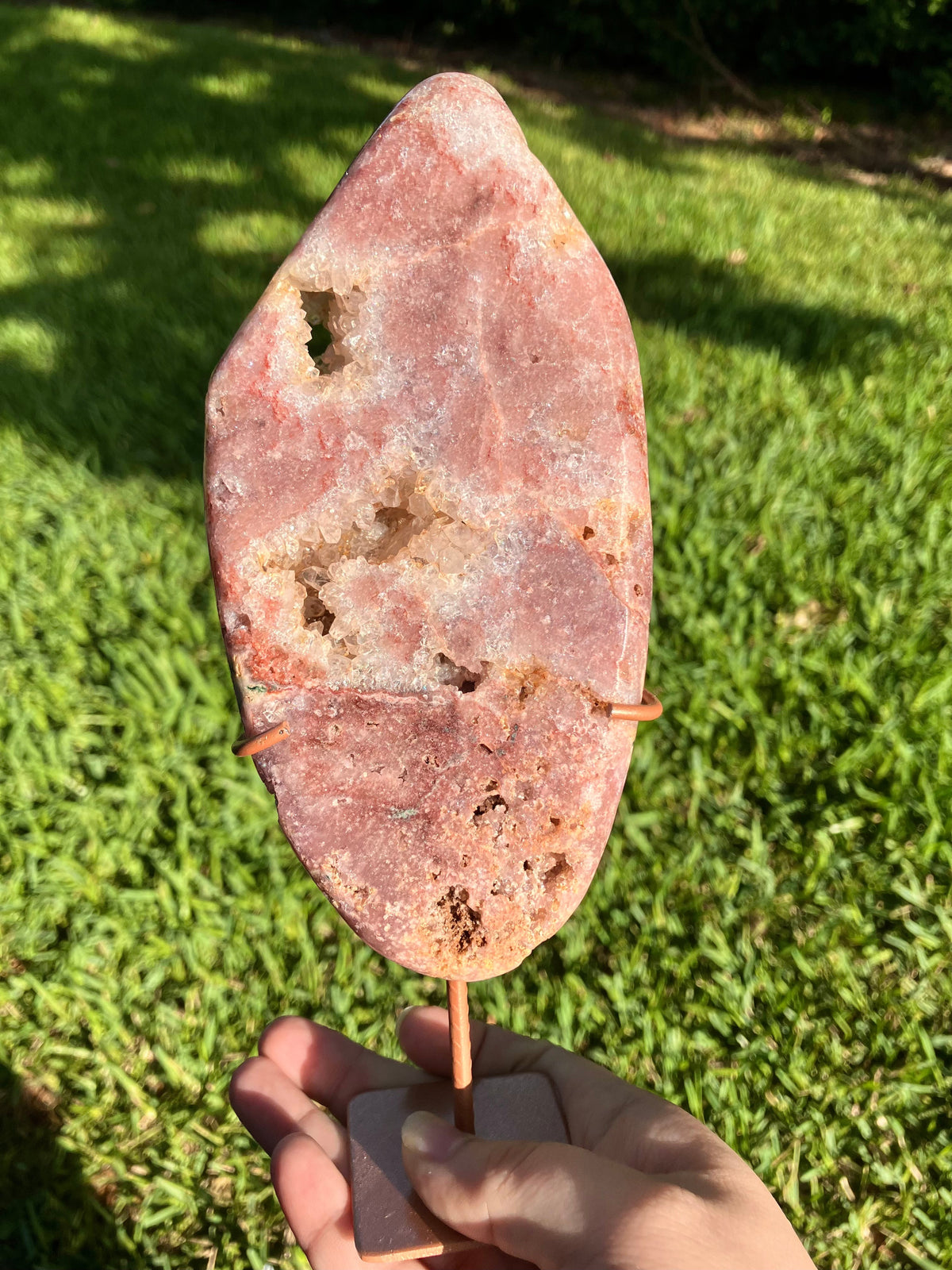 Pink Amethyst High Quality Slab on Stand